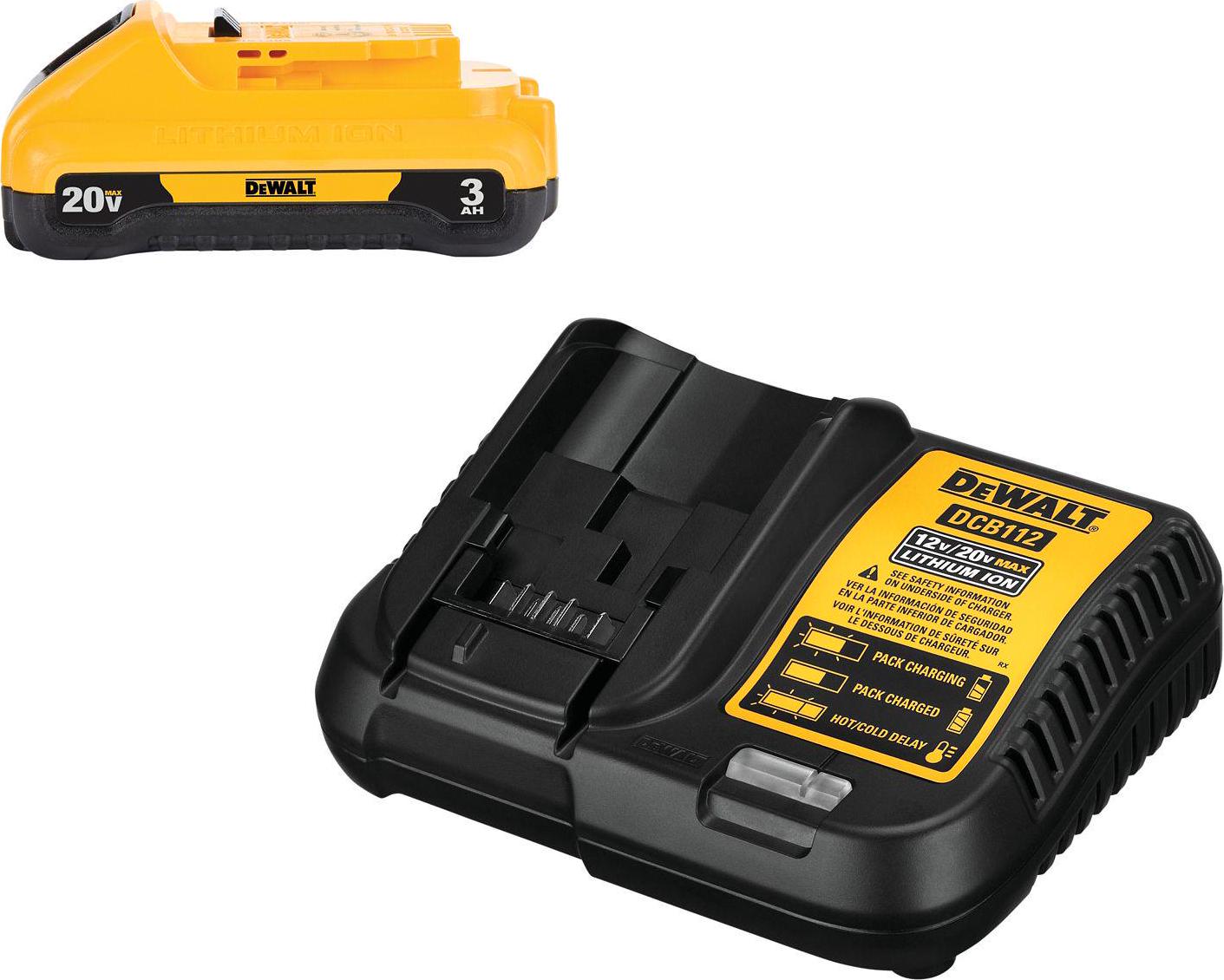 Dewalt 20V MAX Lithium-Ion 3.0 Ah Battery and Charger Kit， 3-LED Fuel Gauge System - Mycitystee