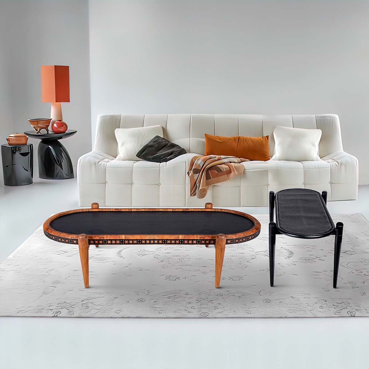 50， 39 Inch 2 Piece Oval Acacia Wood and Metal Nesting Coffee Table Set， Brown and Black - Mycitystee