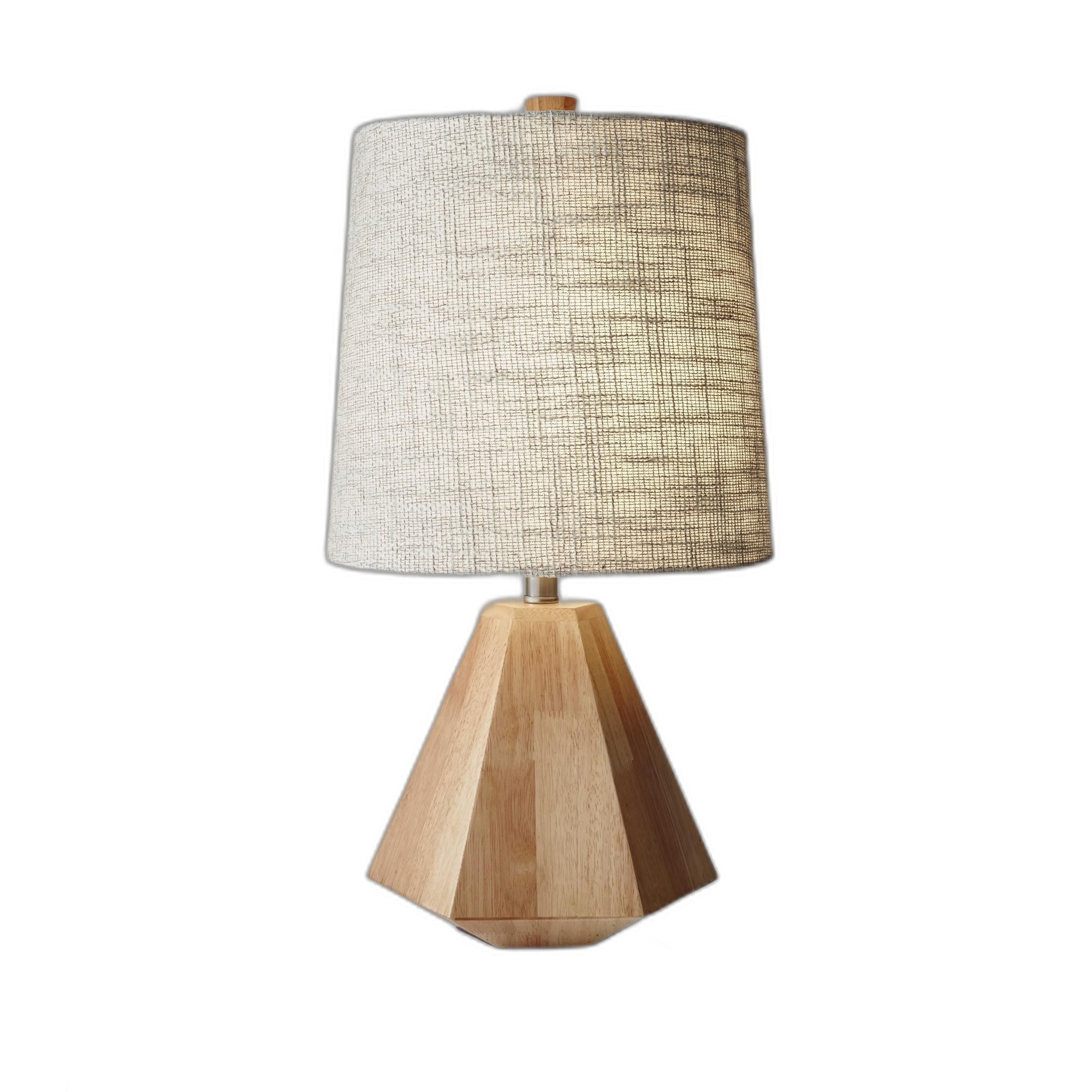 Natural Wood Finish Geometric Base Table Lamp - 10.5 x 10.5 x 25 - Mycitystee