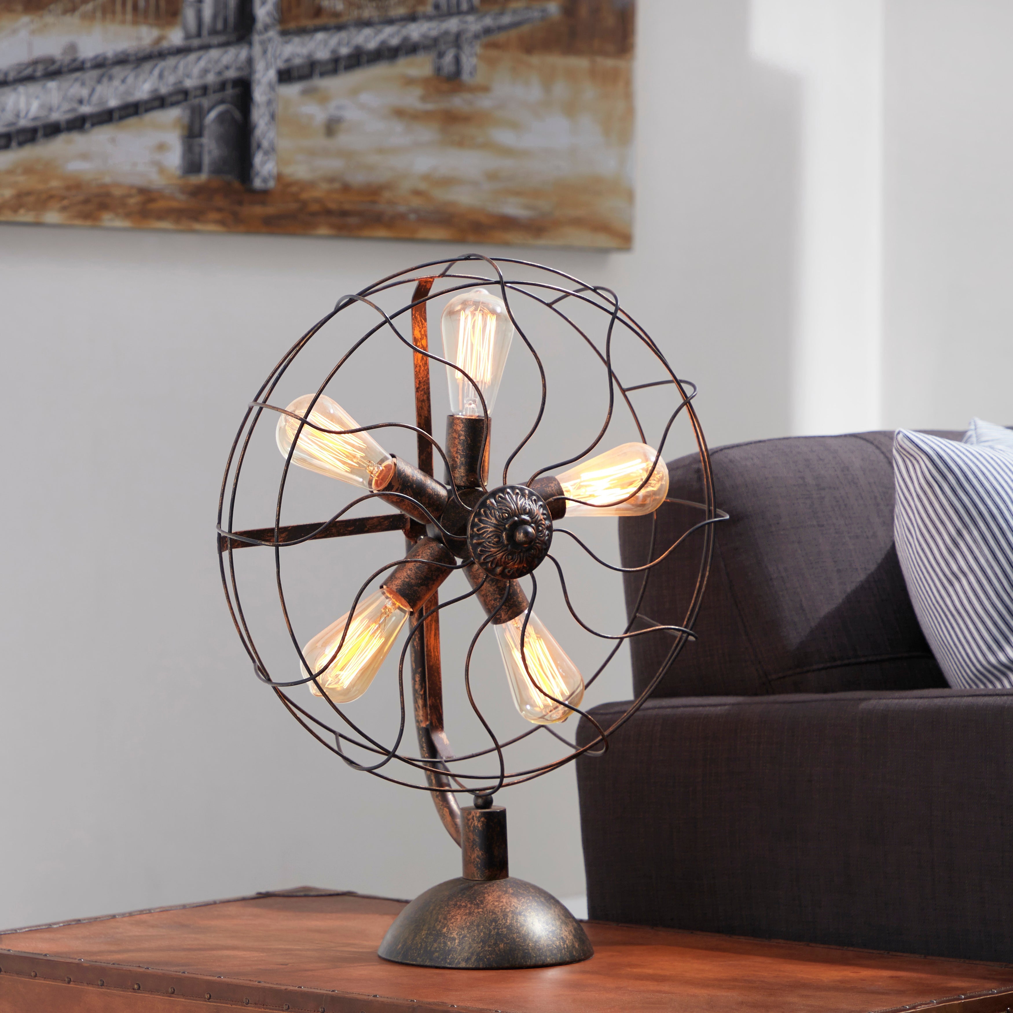 Black Iron Industrial Accent Lamp 24 x 19 x 8 - 18 x 24 - Mycitystee
