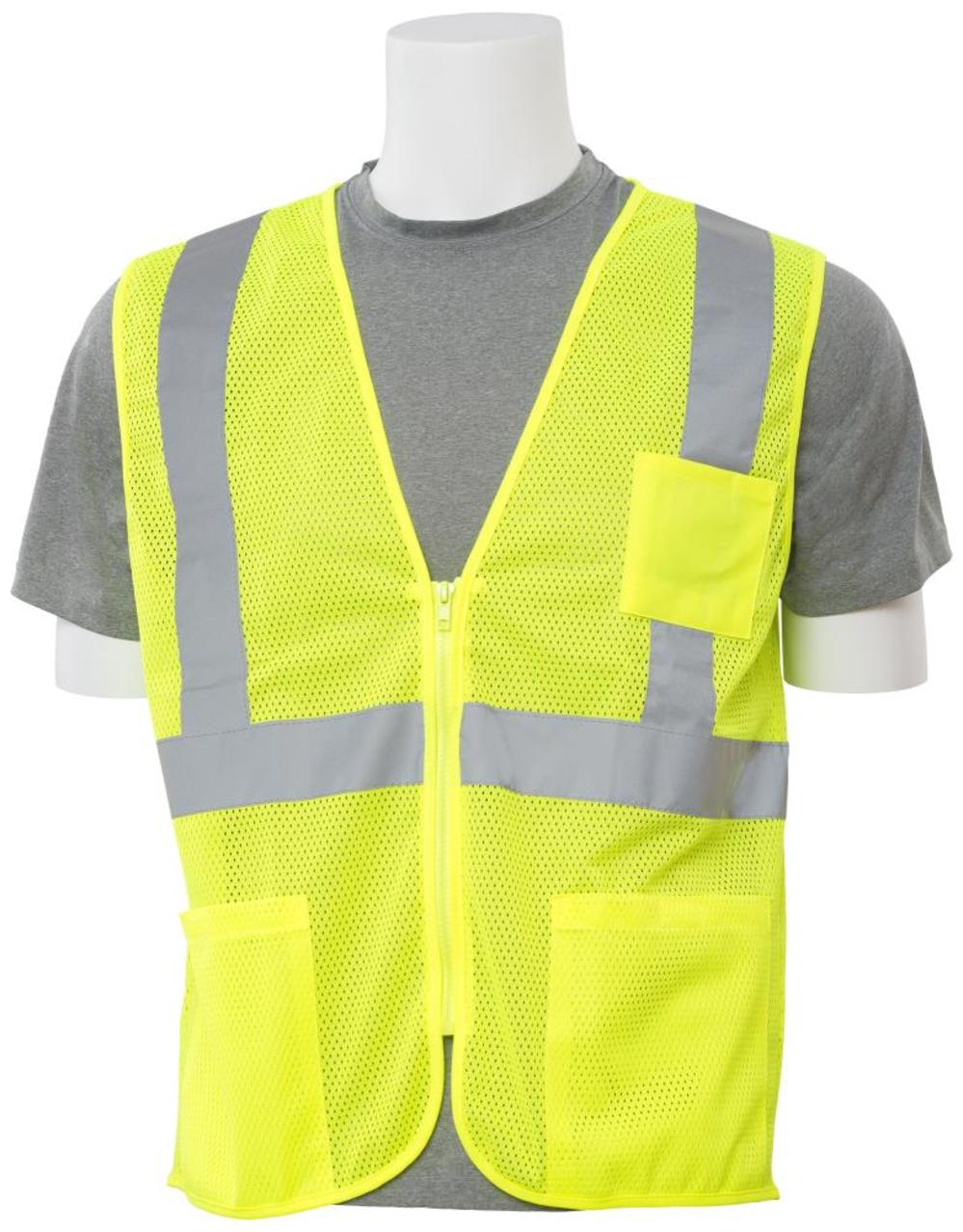 ERB S363P Class 2 Mesh Vest 4 Pockets Hi Viz Lime Medium - Mycitystee