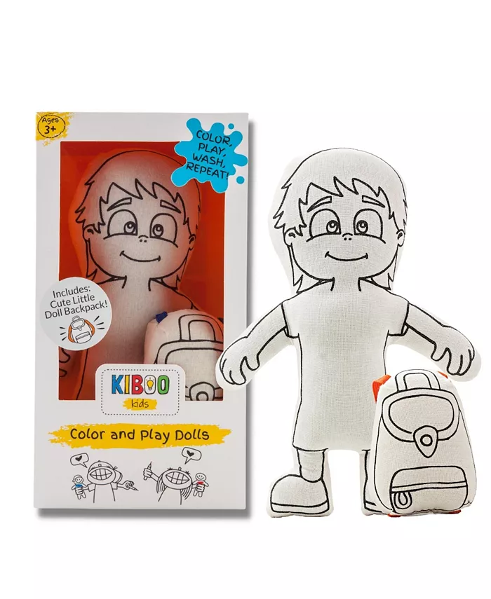 Kiboo Kids Doll and Mini Doll Backpack for Coloring - Kid with bangs (+markers) - Mycitystee