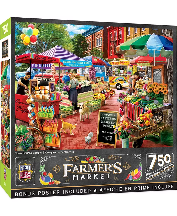 MasterPieces Puzzles Farmer's Market - Town Square Booths 750 Piece Adult Jigsaw Puzzle - Mycitystee