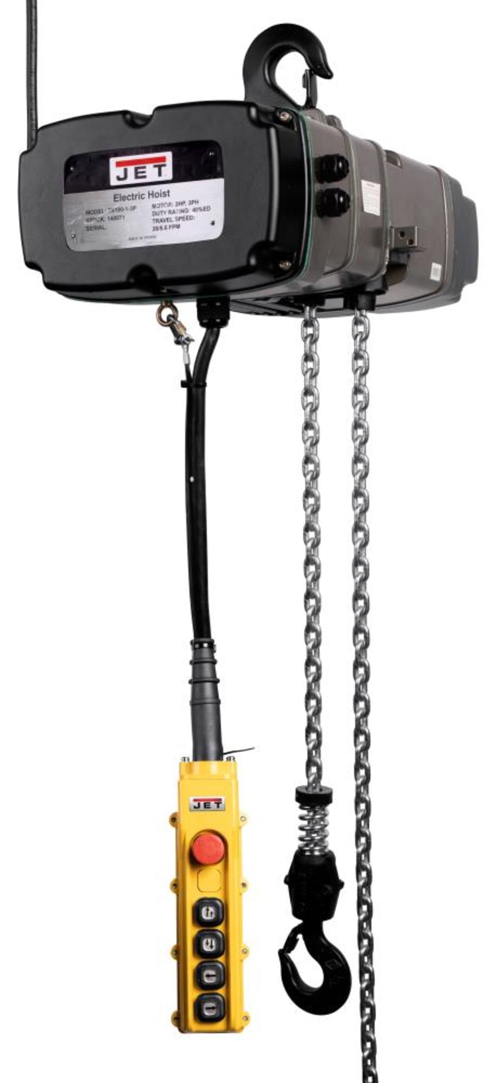 JET TS100-020 1 Ton Electric Hoist 460V with Trolley and 4 Button Pendant 144006K from JET - Mycitystee