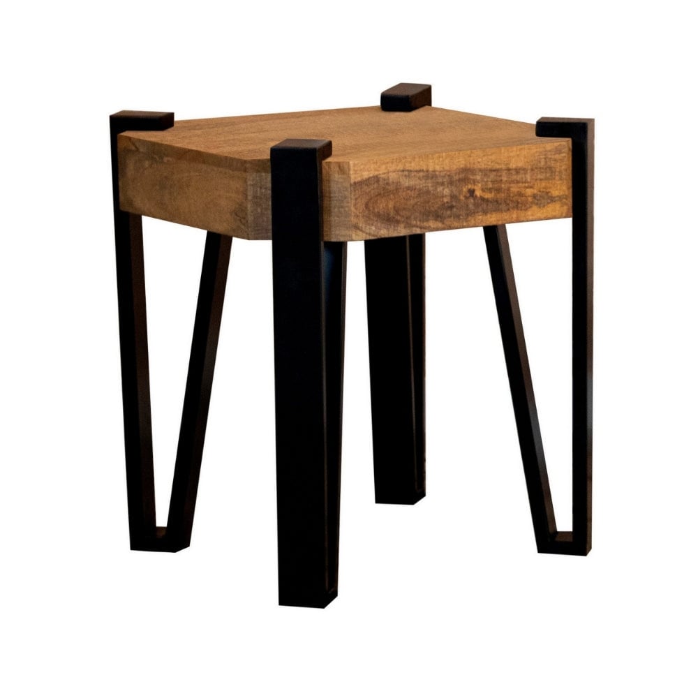 Ayla 24 Inch Side End Table， Iron Hairpin Legs， Rustic Brown Mango Wood - 20L x 20W x 23.5H， in inches - Mycitystee