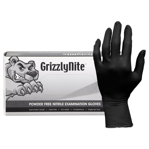 HOSPECO ProWorks GrizzlyNite Nitrile Gloves， Black， X-Large， 1，000/Carton (GLN105FX) - Mycitystee