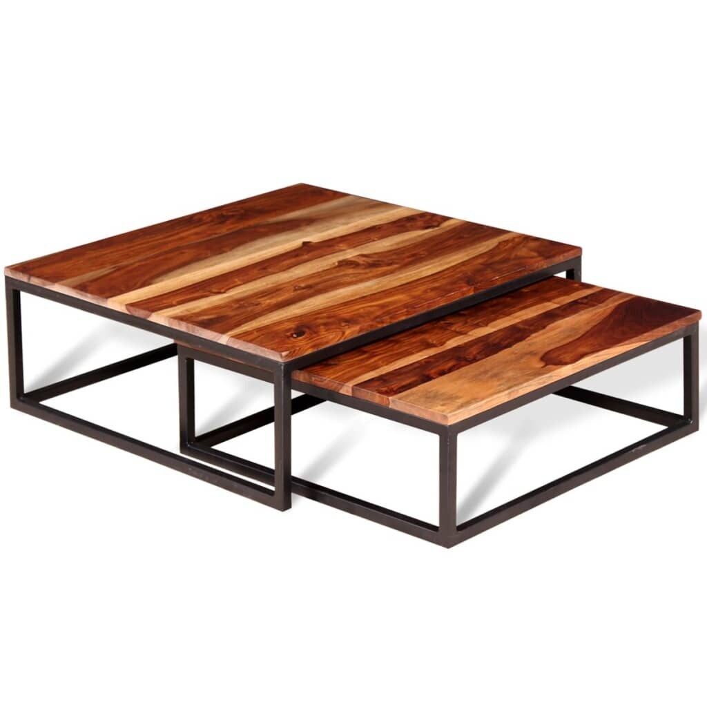 Two Piece Nesting Coffee Table Set Solid Sheesham Wood - Mycitystee