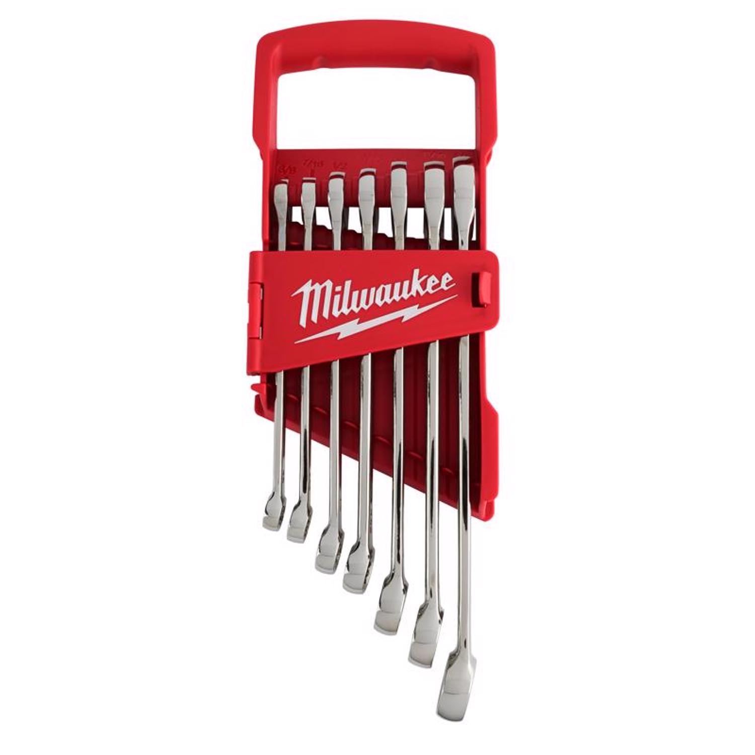 Milwaukee Max Bite SAE I-Beam Handle Combination Wrench Set 12 in. L 7 pc - Mycitystee