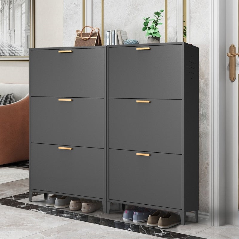 3 Drawer All Steel Shoe Cabinet Storage Organizer w/Flip Door - - 37527434 - Mycitystee