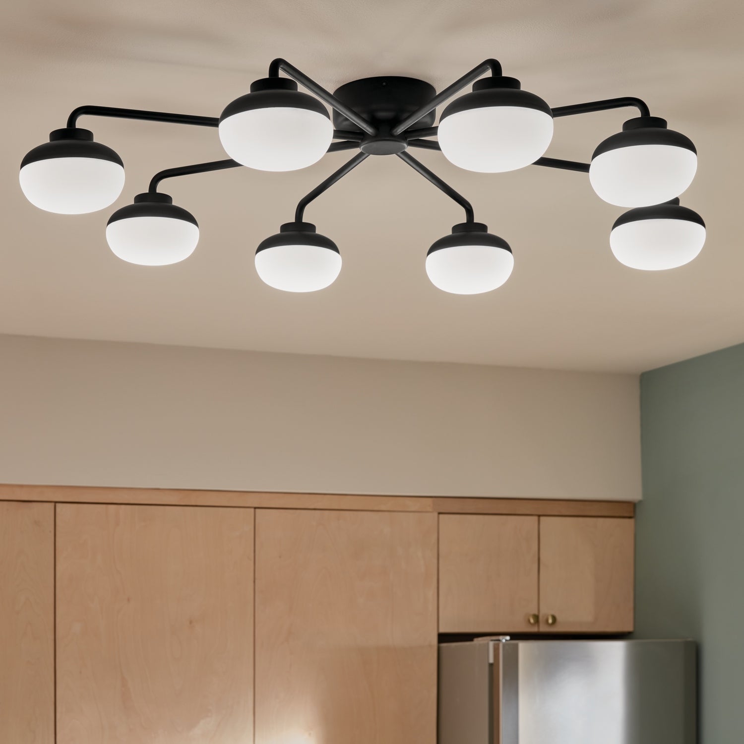 Kichler Lighting Remy 41 in. 8-Light Black Integrated LED Semi-Flush Mount Light - Mycitystee