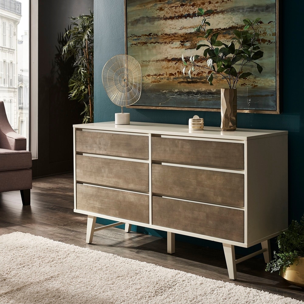 Gemma Butter White and Light Charcoal Finish 6-Drawer Dresser by iNSPIRE Q Modern - - 28964979 - Mycitystee
