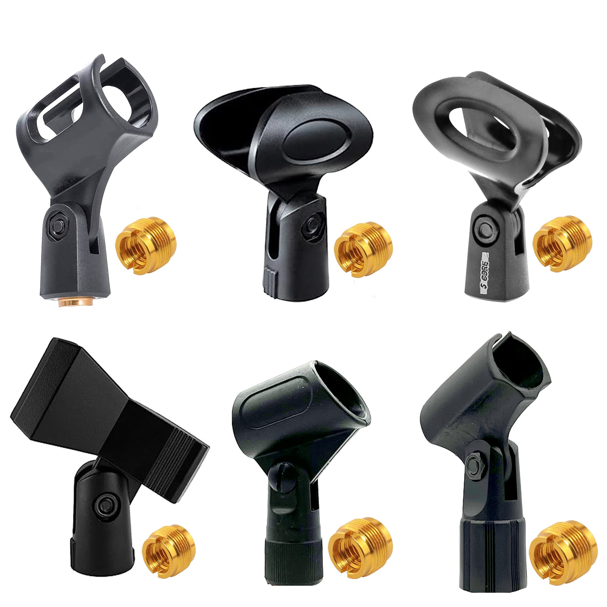 5 Core Universal Microphone Clip Holder Combo Pack with Nut Adapters 5/8