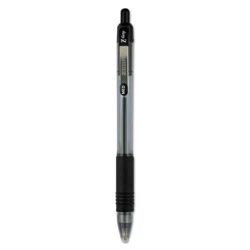 Zebra Z-Grip Retractable Ballpoint Pen， Medium 1mm， Black Ink， Clear Barrel， 24/Pack (12221) - Mycitystee