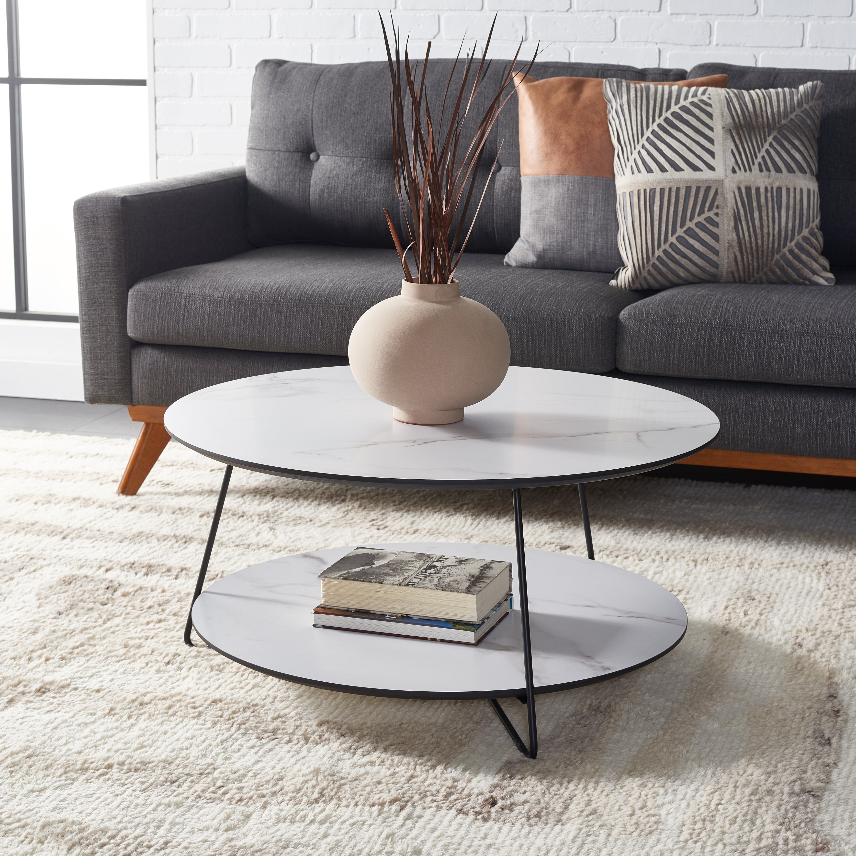 SAFAVIEH Alyce Modern 2-Tier Round Coffee Table - 32 in. W x 32 in. D x 16 in. H - Mycitystee