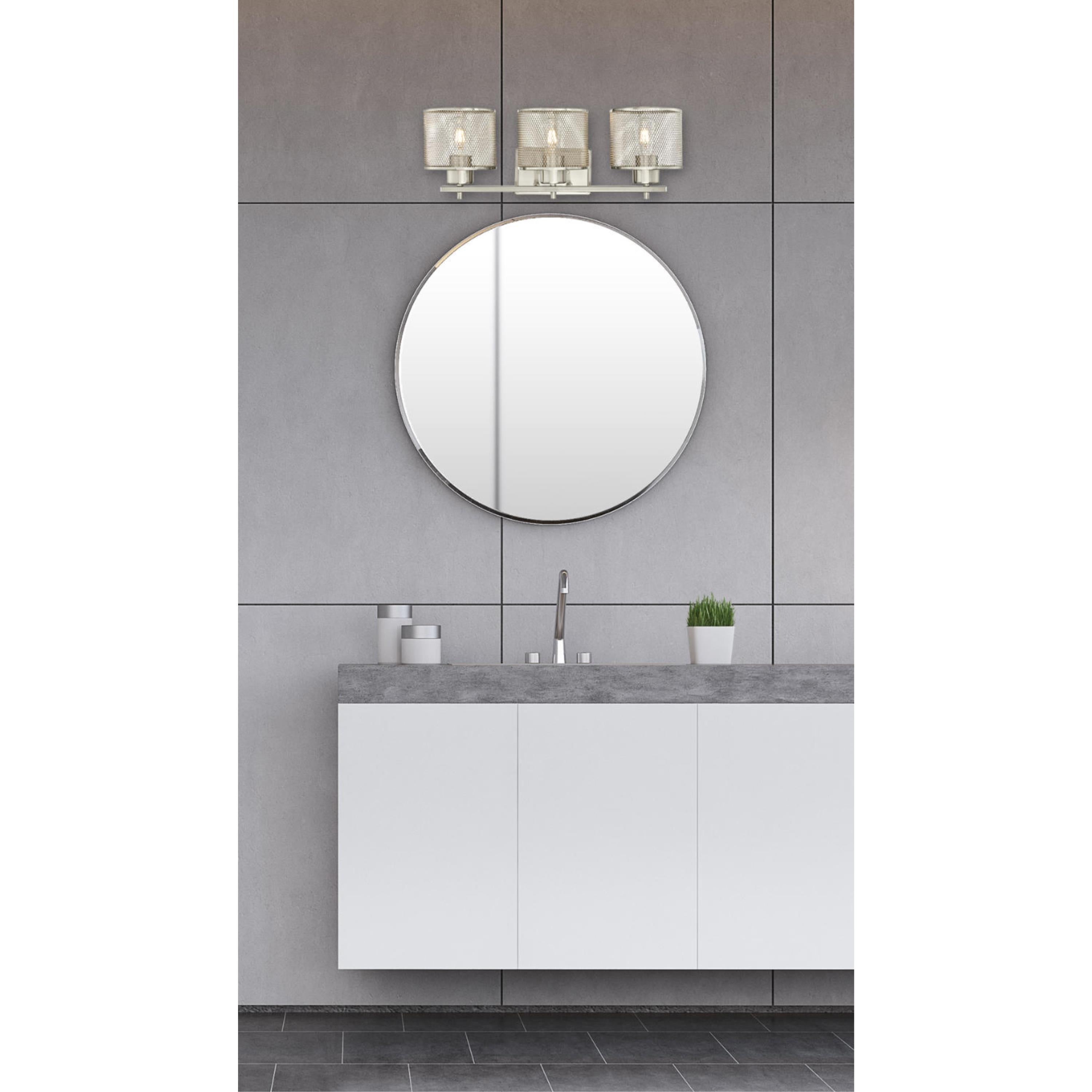 Westinghouse Morrison Three-Light Indoor Wall Fixture， Brushed Nickel Finish with Mesh Shades - 3-Light - Mycitystee
