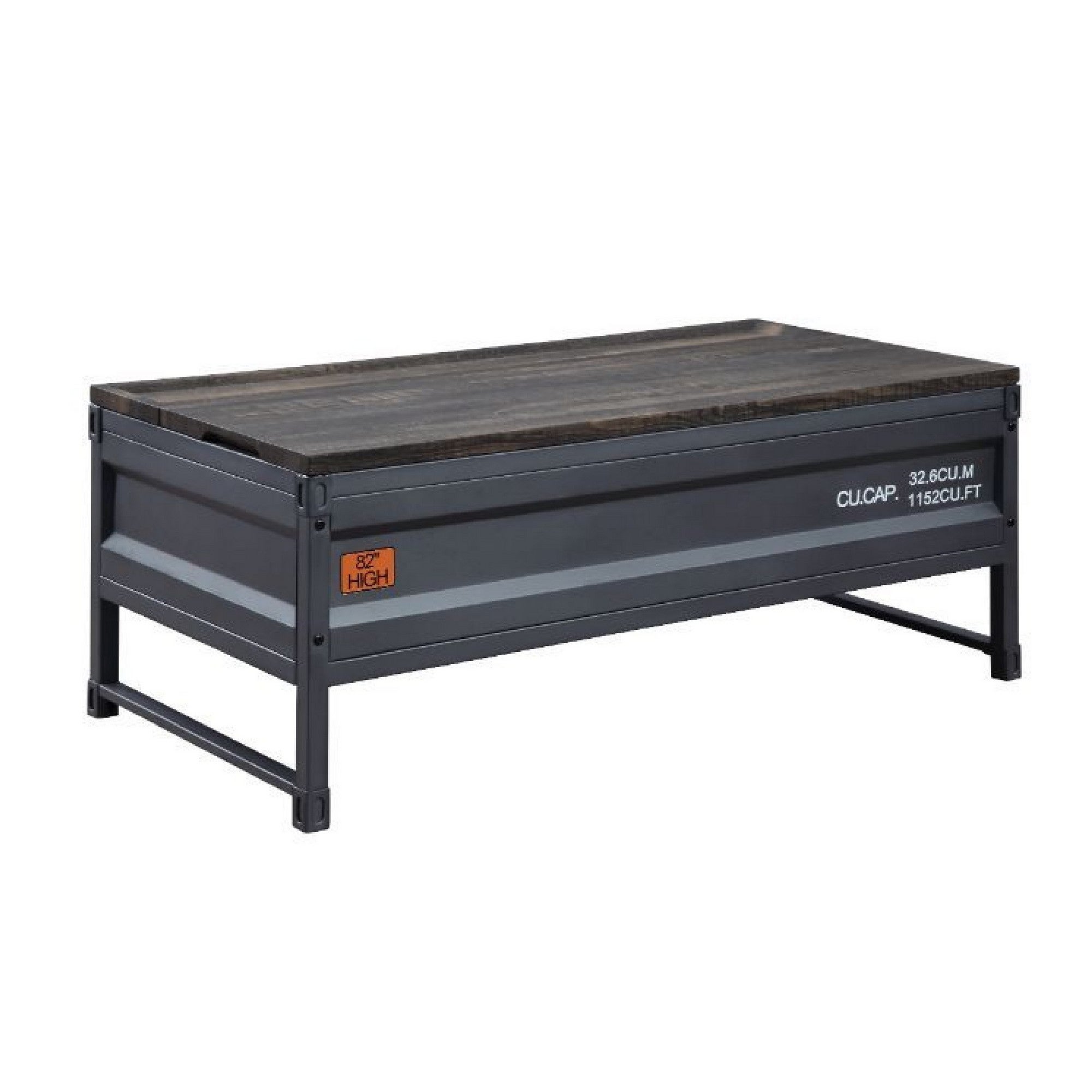 Dua 50 Inch Lift Top Coffee Table， Wood， Metal Frame， Brown， Gray - Mycitystee