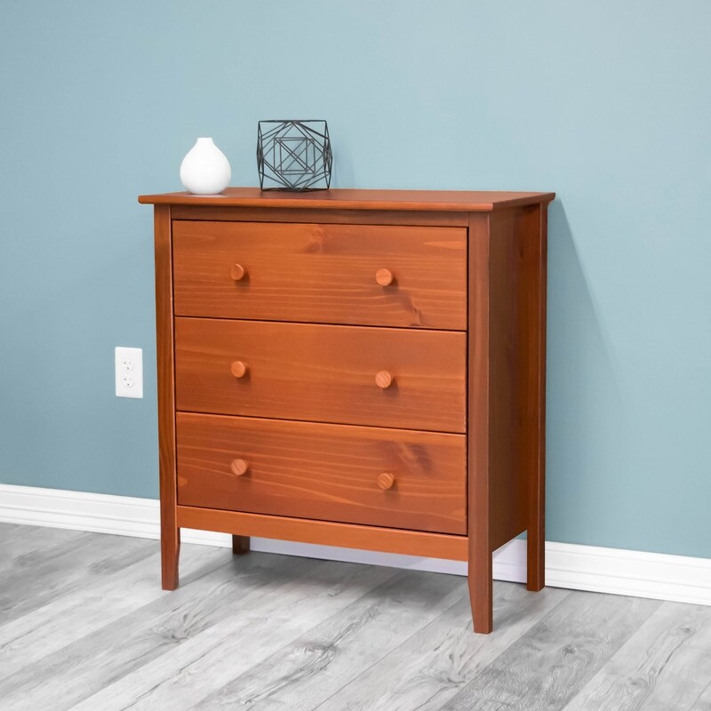 Adeptus Pecan-finished Solid Wood 3-drawer Chest - - 20759356 - Mycitystee