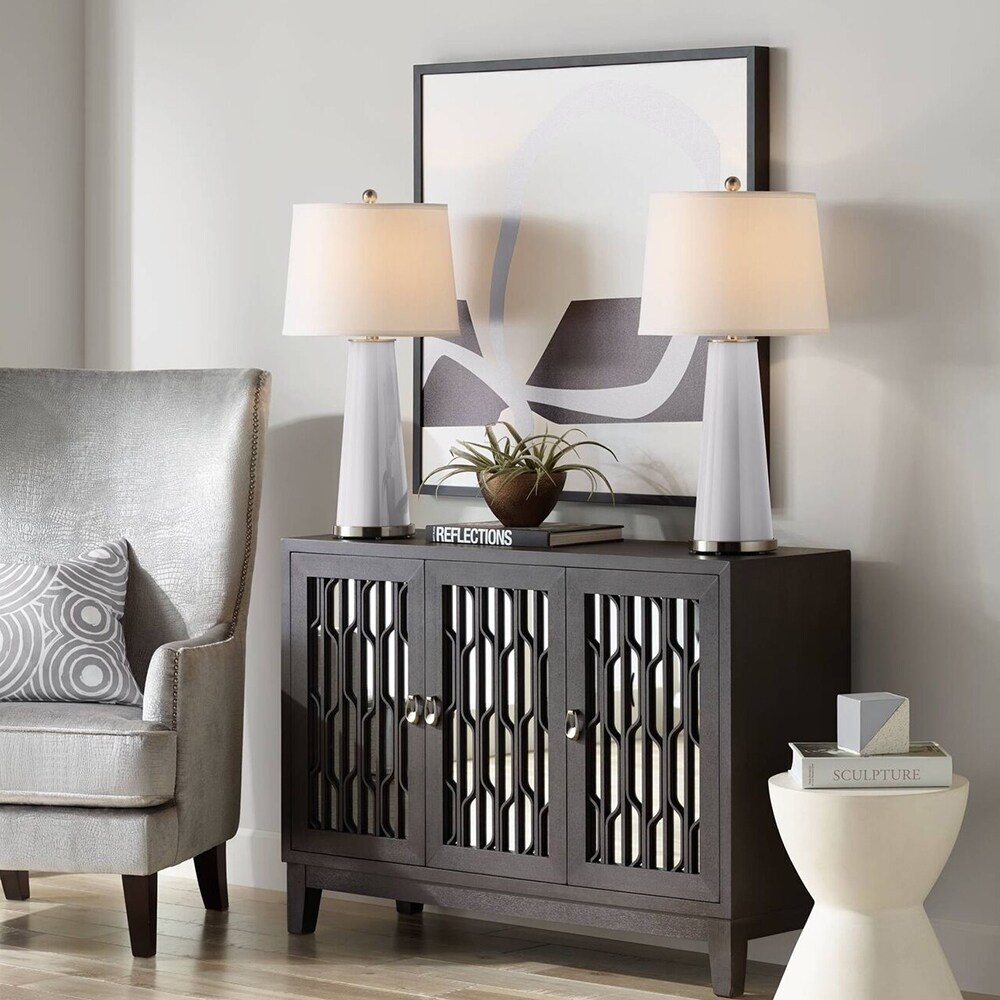 Set of 2 Modern Table Lamps Swanky Gray Glass - 15
