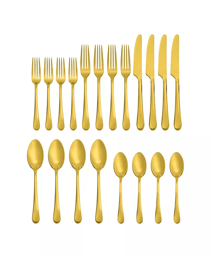 Hampton Forge Mirabella Satin Titanium 18 0 Stainless Steel 20 Piece Set， Service for 4 - Mycitystee