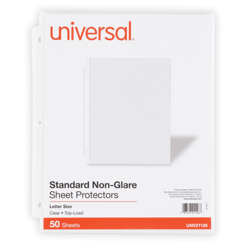 Universal Top-Load Poly Sheet Protectors， Std Gauge， Nonglare， Clear， 50/Pack (21126) - Mycitystee