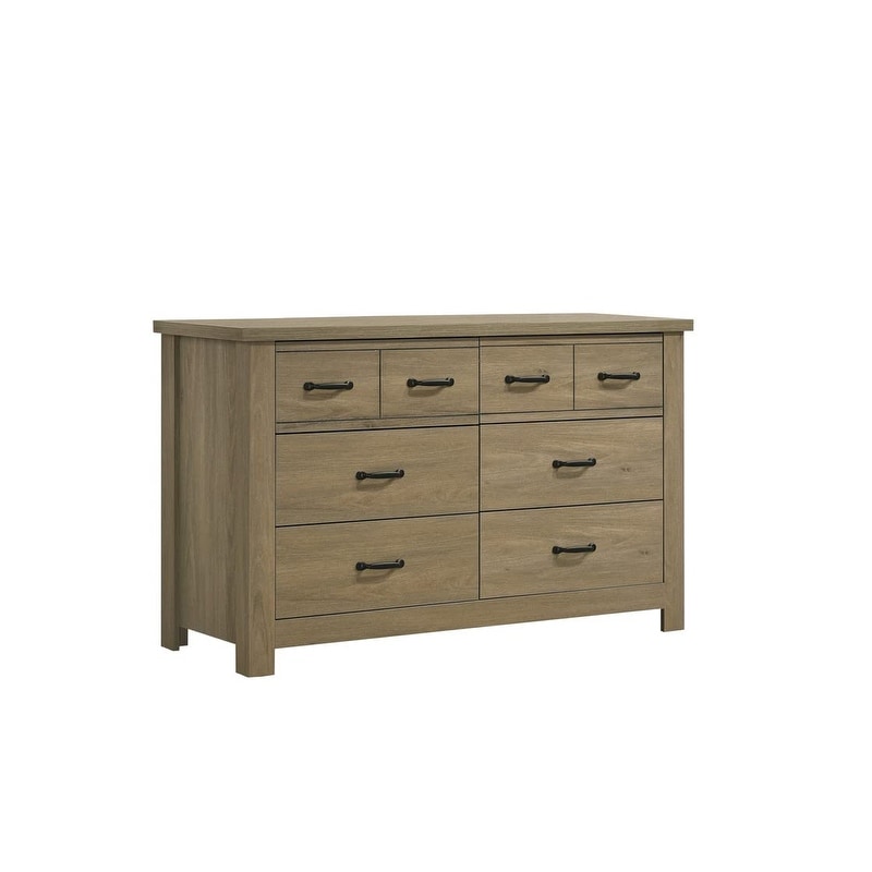 Home Finn Coffee Gray Oak Finish Dresser with 6 Drawers and Black Handles - as picture - - 37668504 - Mycitystee