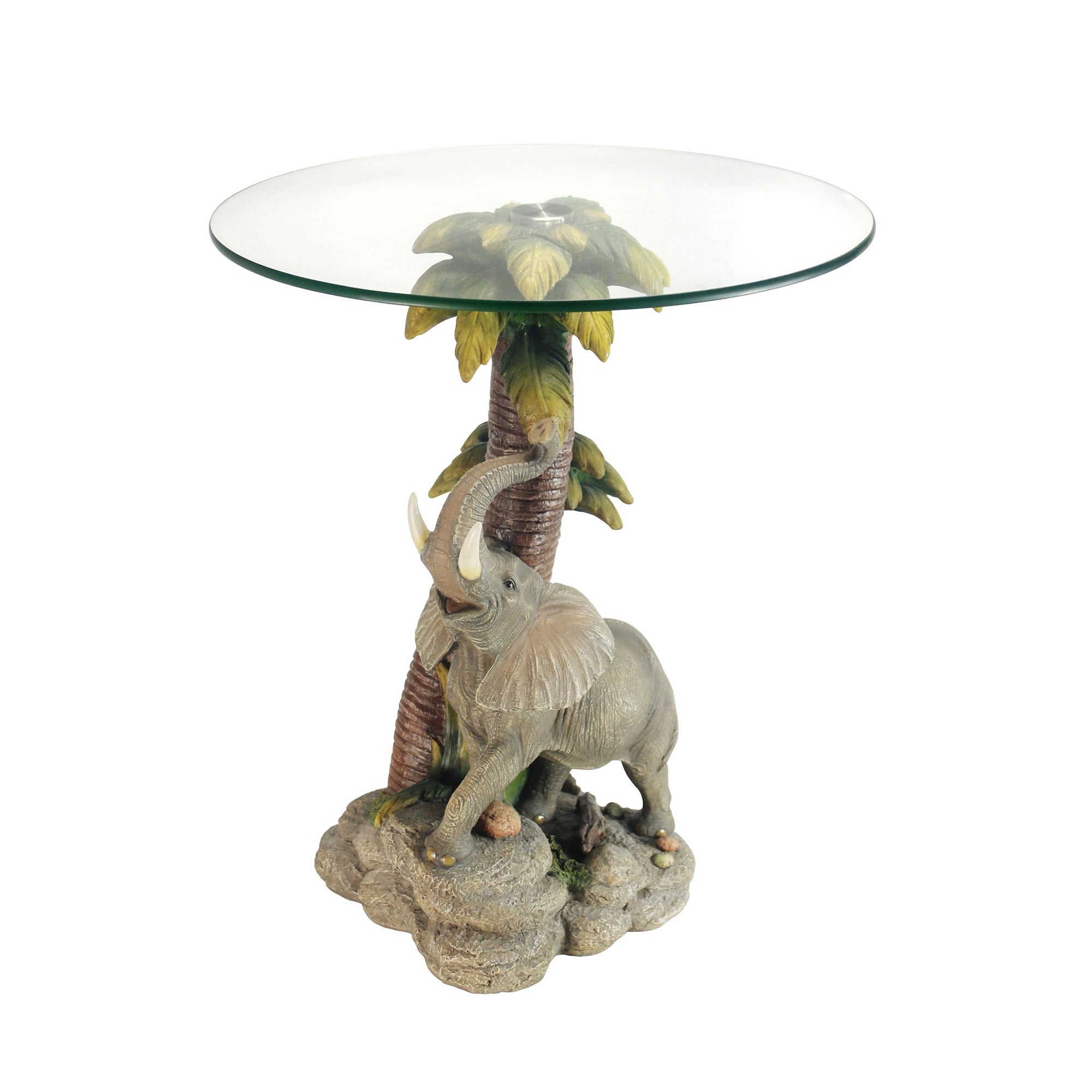 Resin/Glass 24-inch Elephant End Table - Mycitystee