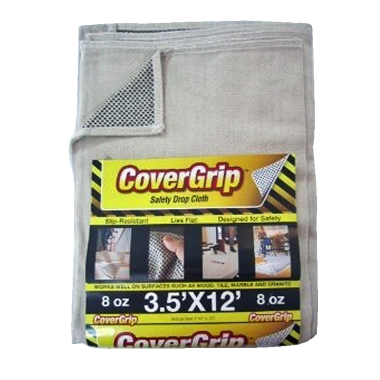 CoverGrip 3.5 ft. W X 12 ft. L X 1.5 mil 8 oz Safety Canvas Drop Cloth 1 pk - Mycitystee