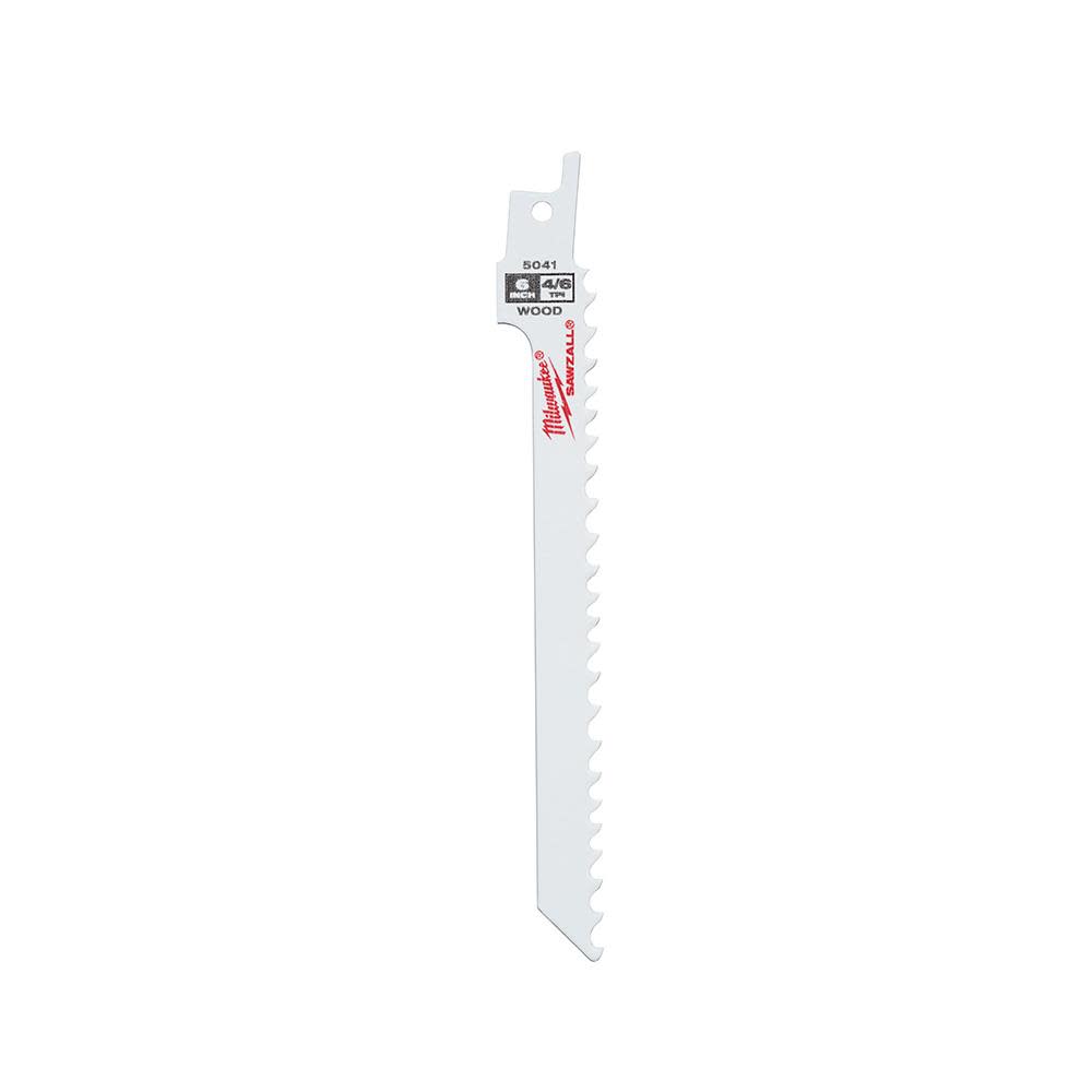 Milwaukee 6 in. 4/6 TPI SAWZALL Blades 5PK 48-00-5041 from Milwaukee - Mycitystee