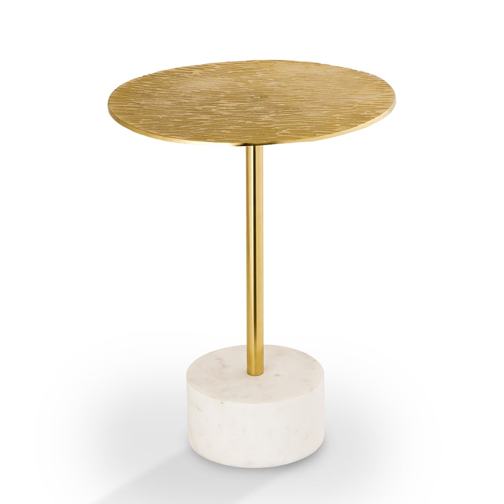 Golden Finish End Table with Marble Base - Mycitystee