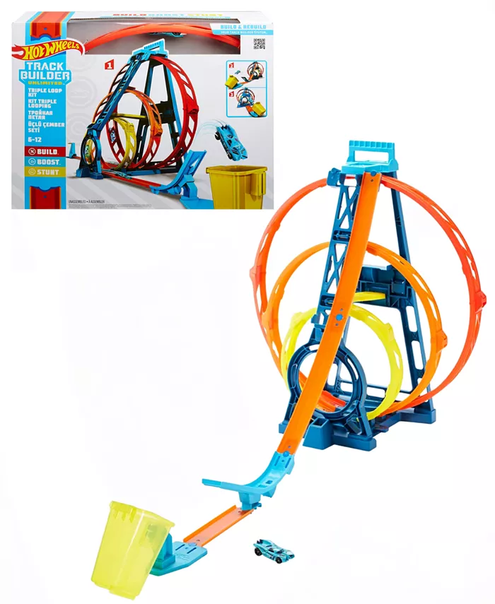Hot Wheels the Triple 3 Loop Track Builder Ultimate Race Track Playset - Mycitystee