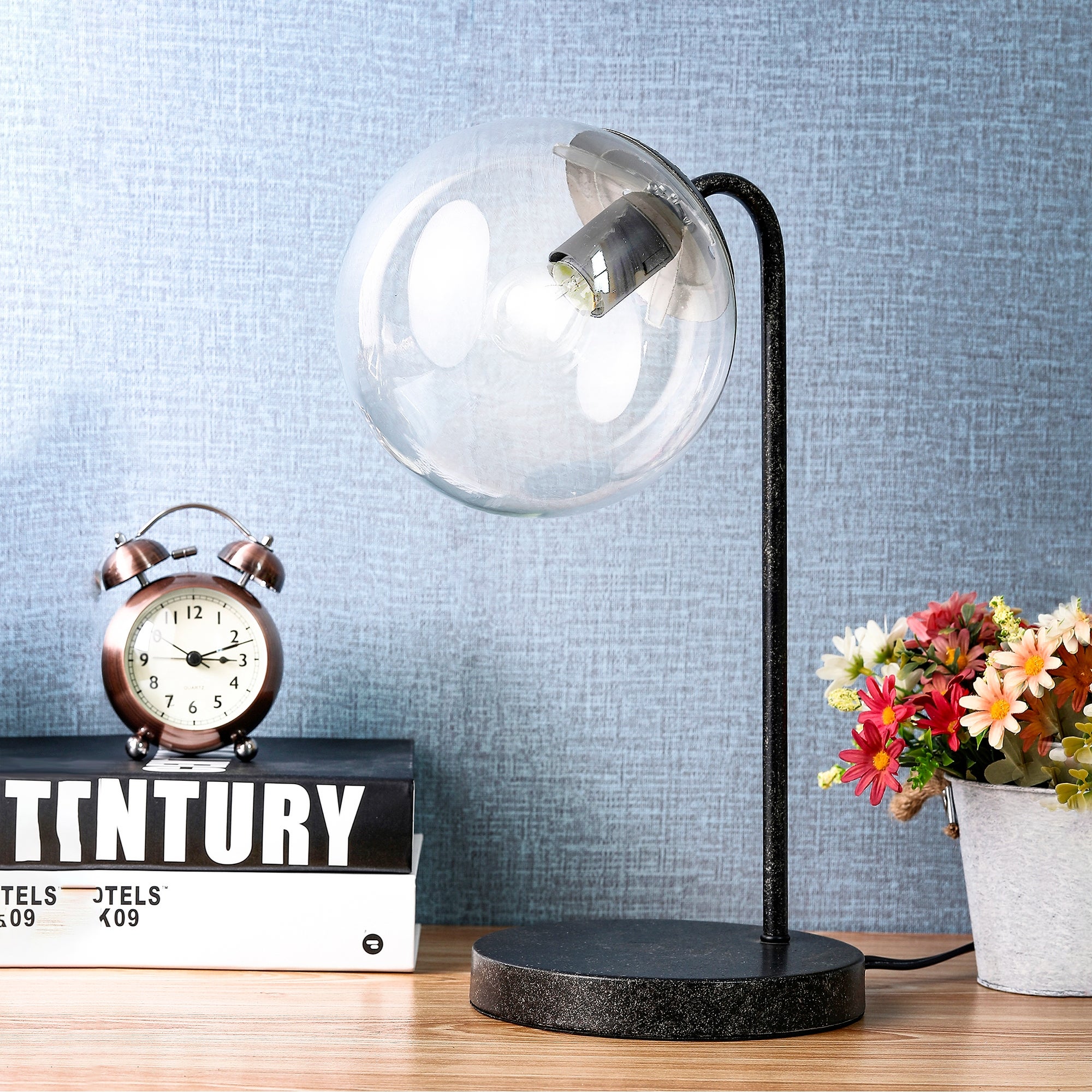 Wolbey Aged Silver Glass Sphere Table Lamp - Mycitystee