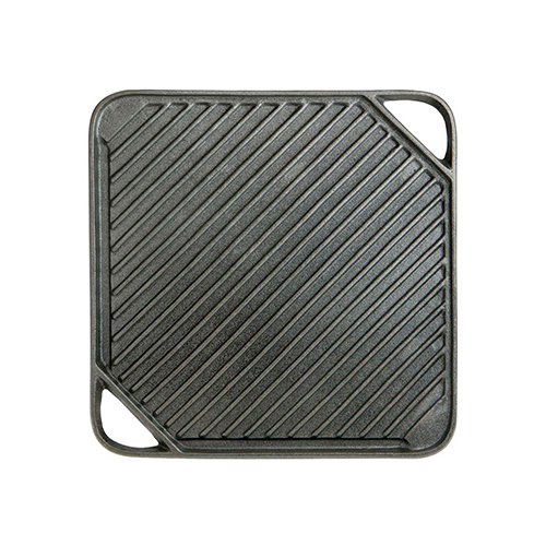 Mr Bar-B-Q 00395TVN Reversible BBQ Griddle， Cast Iron， 10.5-In. Sq. - Mycitystee