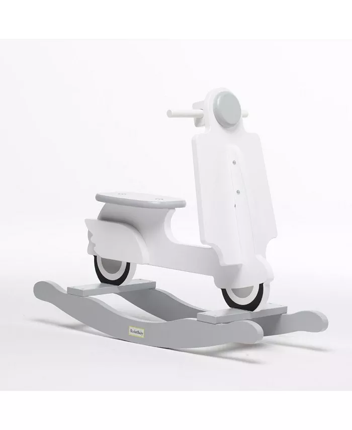 RocketBaby Toddler's Rocking Toy White and Gray Diamond Scooter - Mycitystee
