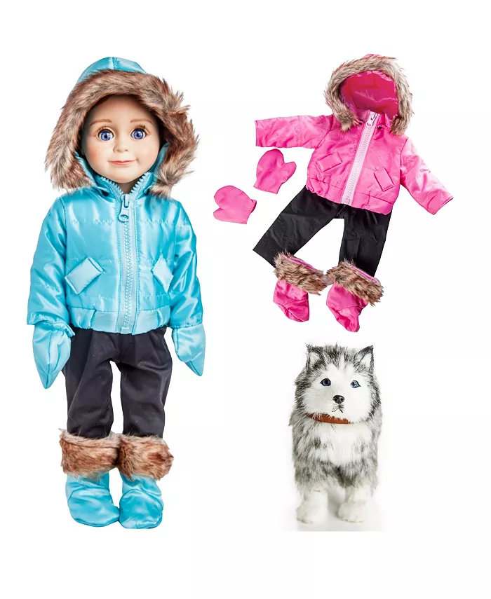 The Queen's Treasures The Queen' Treasures 18 Inch Doll Clothes， Accessories， and Pets， 13 Piece Set of Two Ski Wear Outfits plus and adorable Husky P - Mycitystee