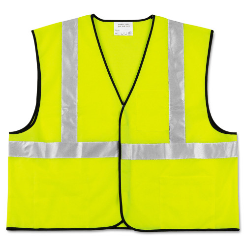 MCR Safety Class 2 Safety Vest， Polyester， 2X-Large， Fluorescent Lime with Silver Stripe (VCL2SLXL2) - Mycitystee