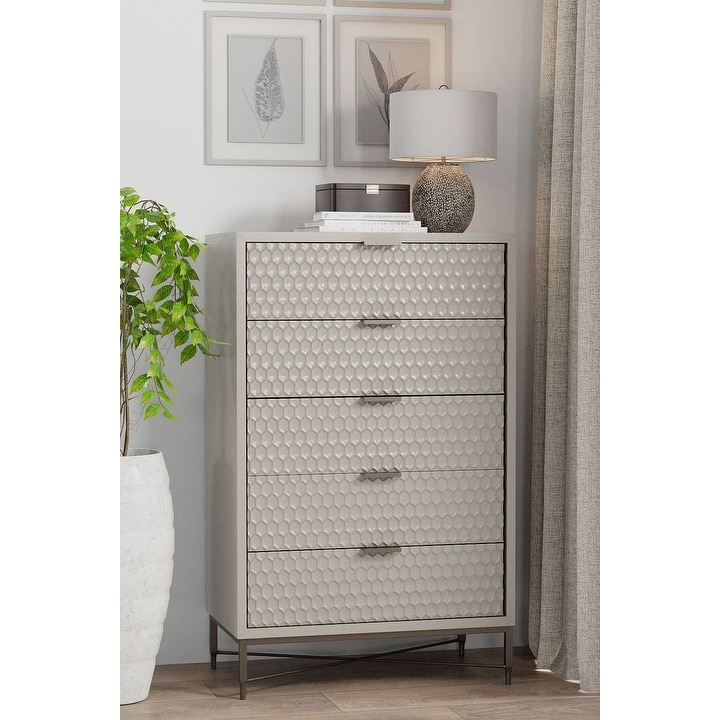 Origins by Alpine Milo 5 Drawer Chest in Taupe - - 37253778 - Mycitystee