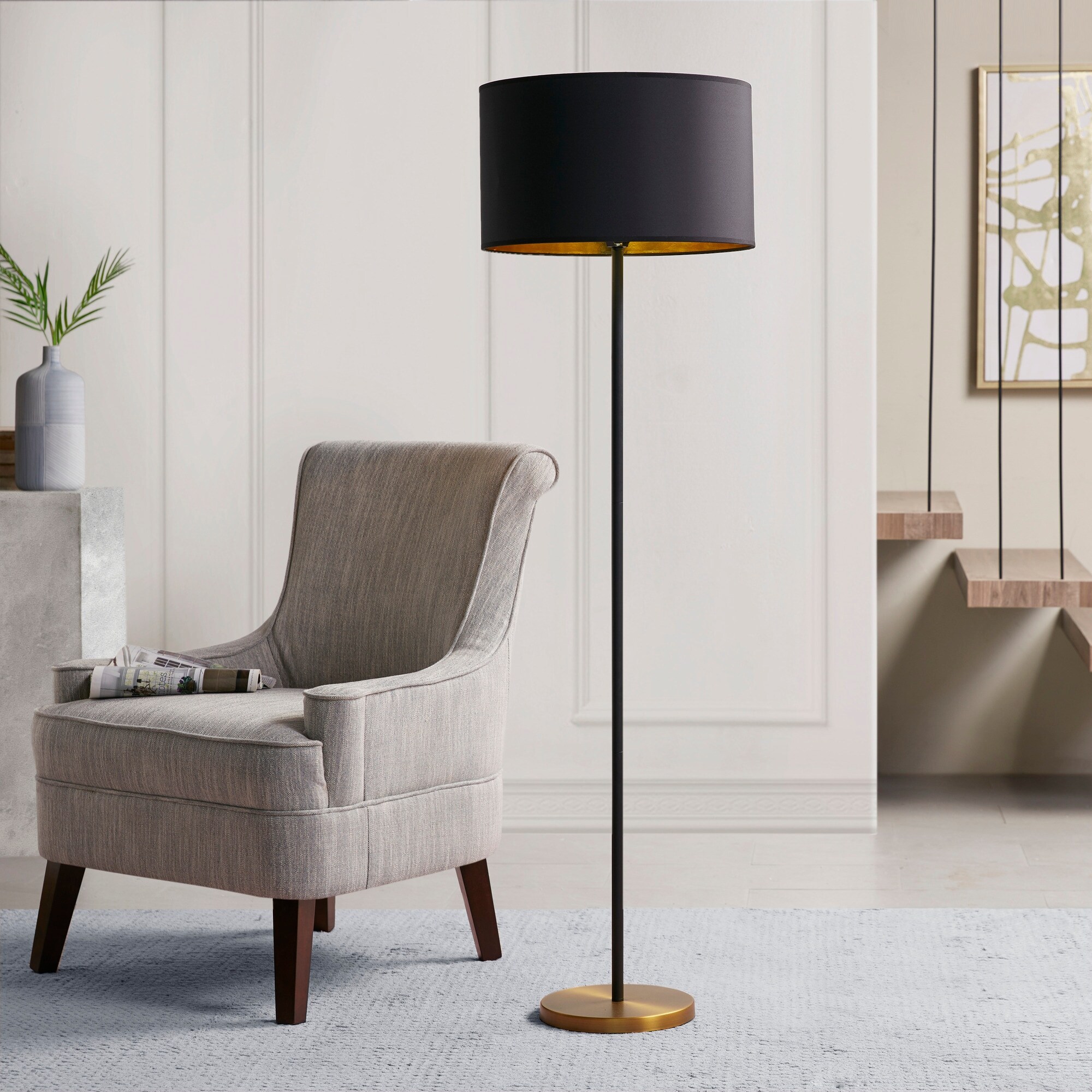 Hunts Gold/ Black Metal Floor Lamp by Martha Stewart - Mycitystee