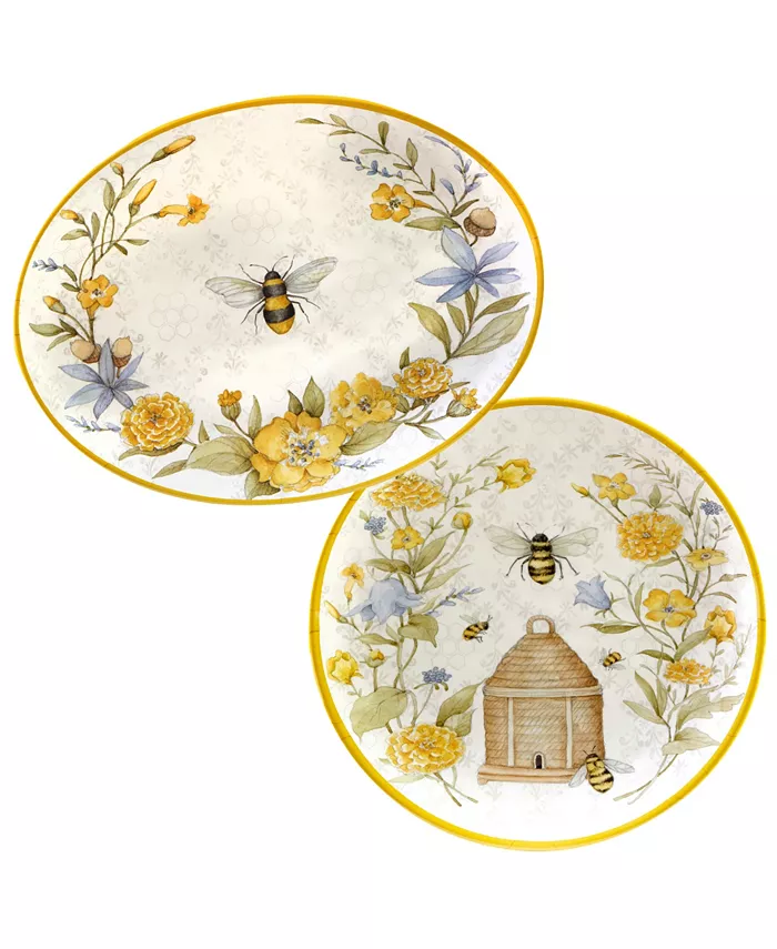 Certified International Bee Sweet Melamine Platter Set， 2 Piece - Mycitystee