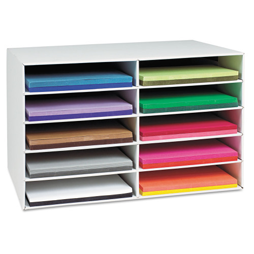 Pacon Classroom Construction Paper Storage， 10 Slots， 26 7/8 x 16 7/8 x 18 1/2 (001316) - Mycitystee
