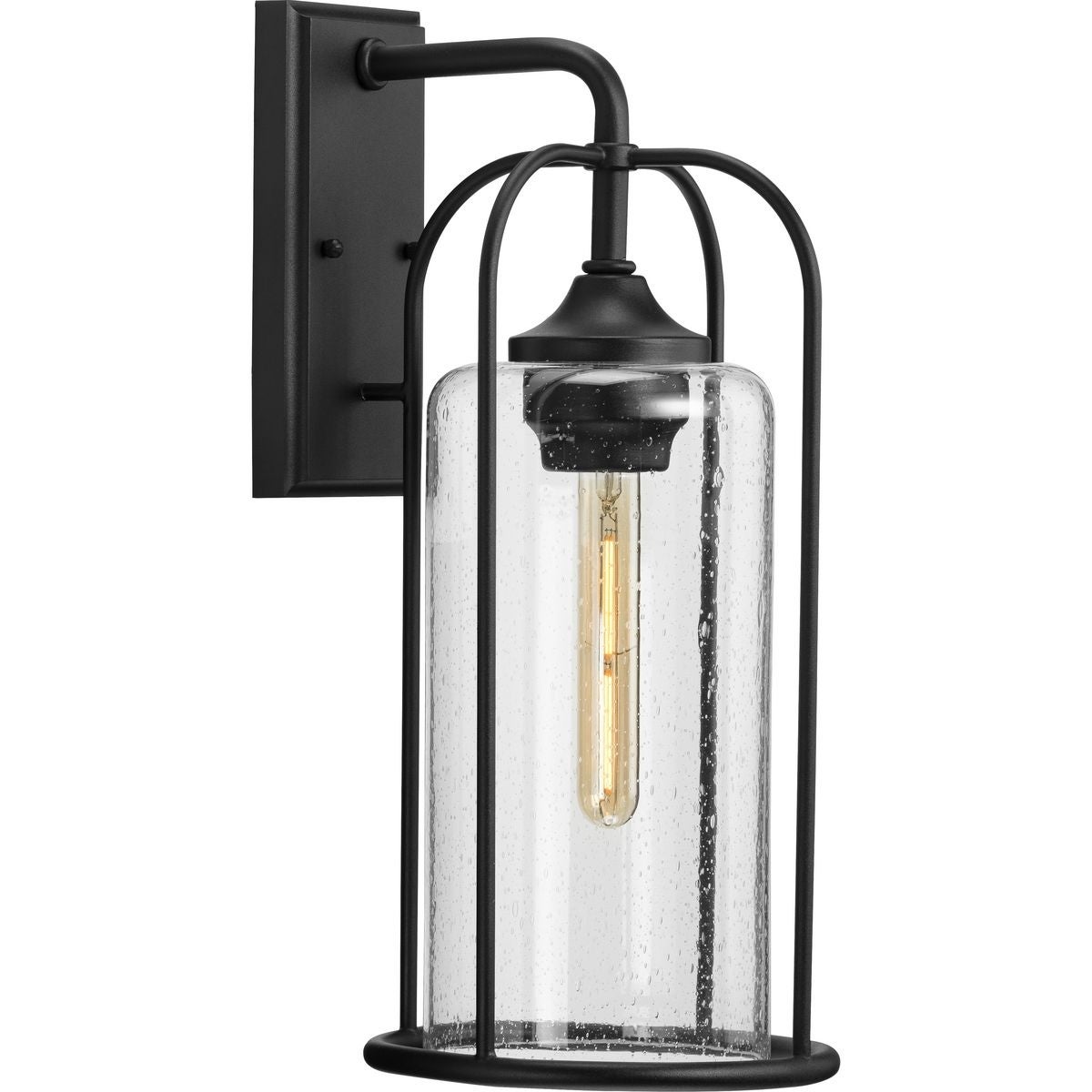 Watch Hill Collection 1-Light Textured Black Clear Seeded Glass Farmhouse Outdoor Large Wall Lantern Light Shopping - The Best Deals on Outdoor Wall L - Mycitystee