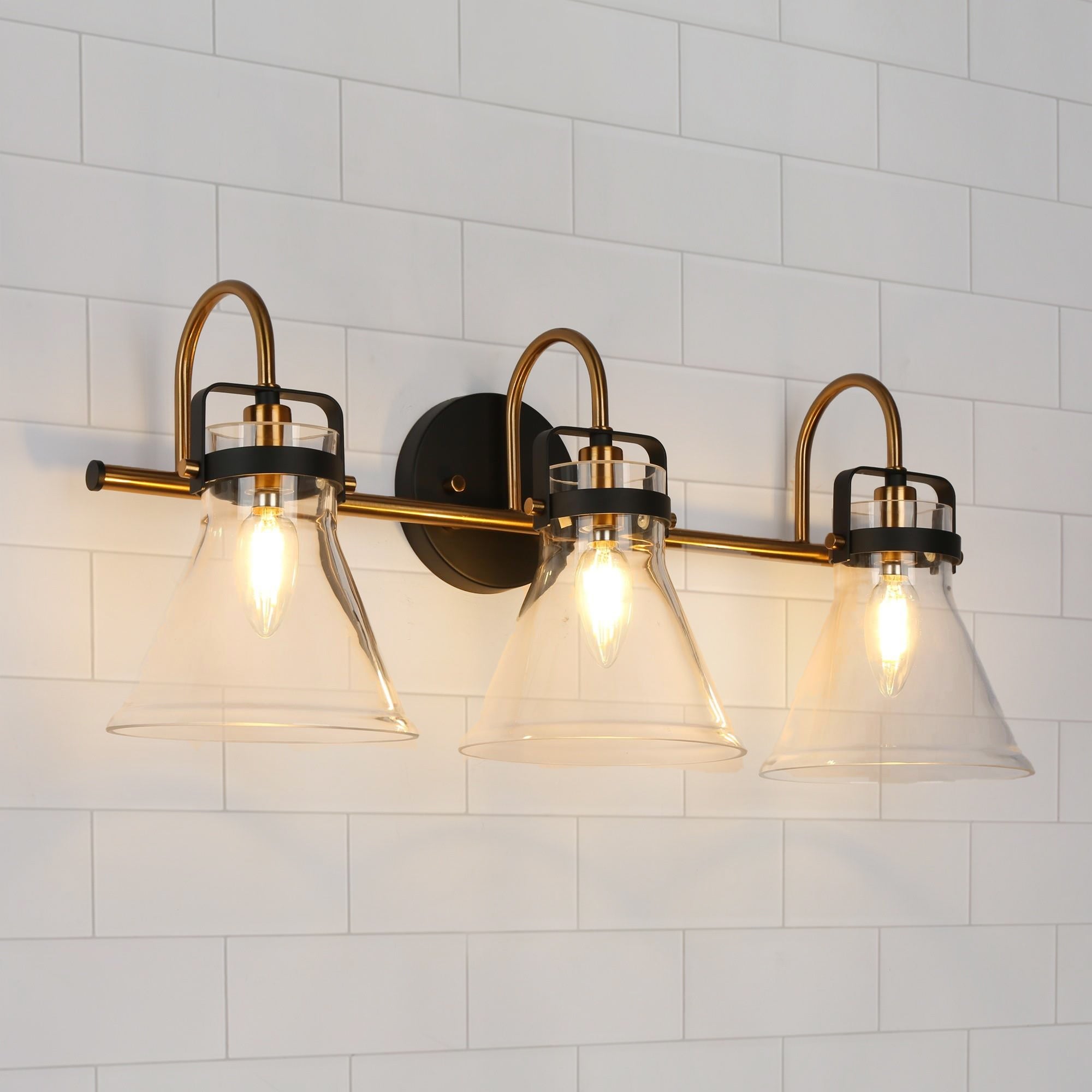 Mutch Modern Farmhouse 3-light Bathroom Vanity Light Industrial Glass LED Dimmable Wall Sconce - Mycitystee