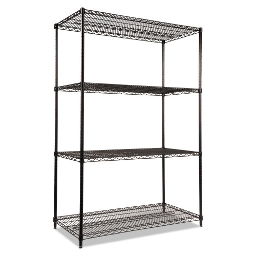 Alera NSF Certified Industrial Four-Shelf Wire Shelving Kit， 48w x 24d x 72h， Black (SW504824BL) - Mycitystee