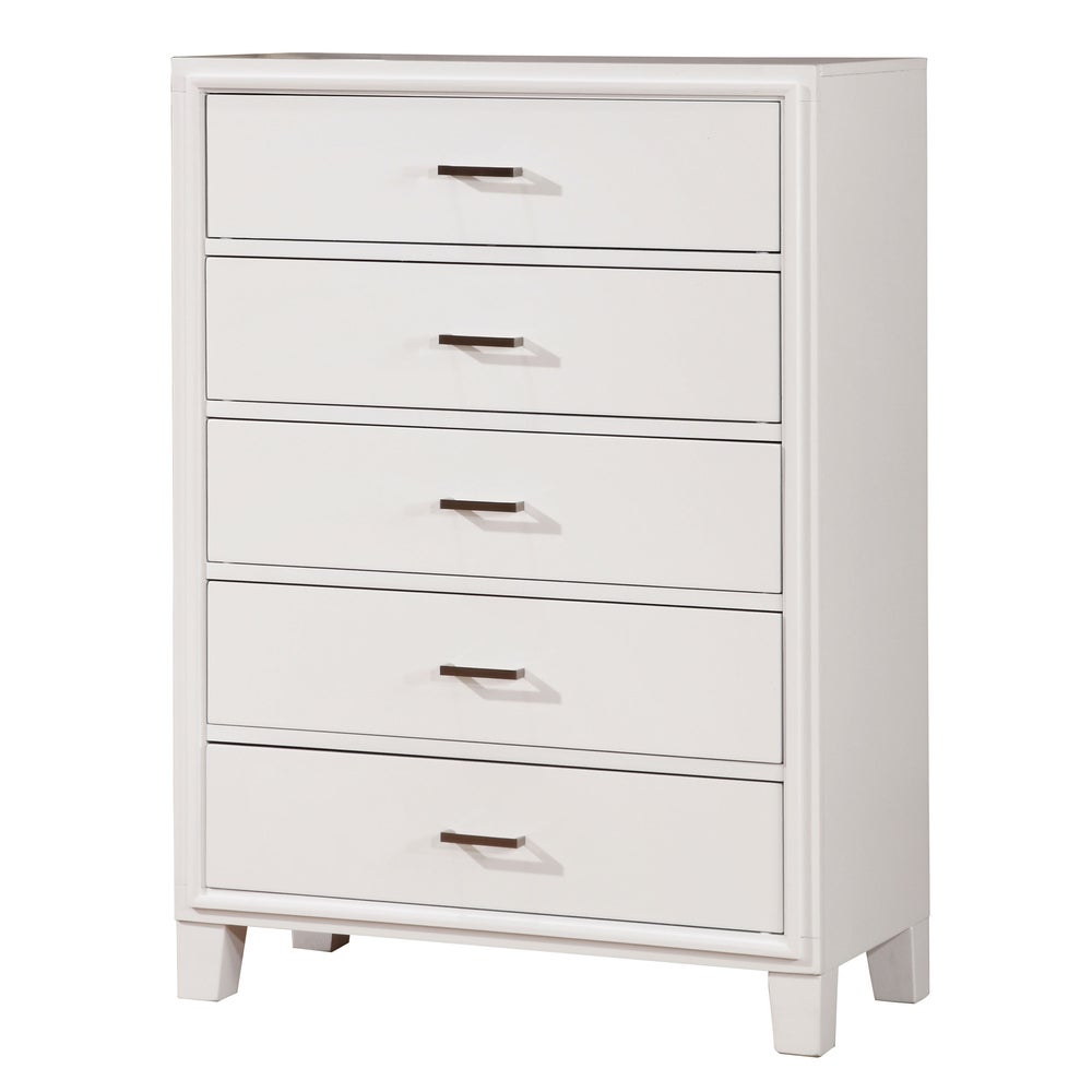 Furniture of America Malt Contemporary White Solid Wood 5-drawer Chest - - 10395470 - Mycitystee
