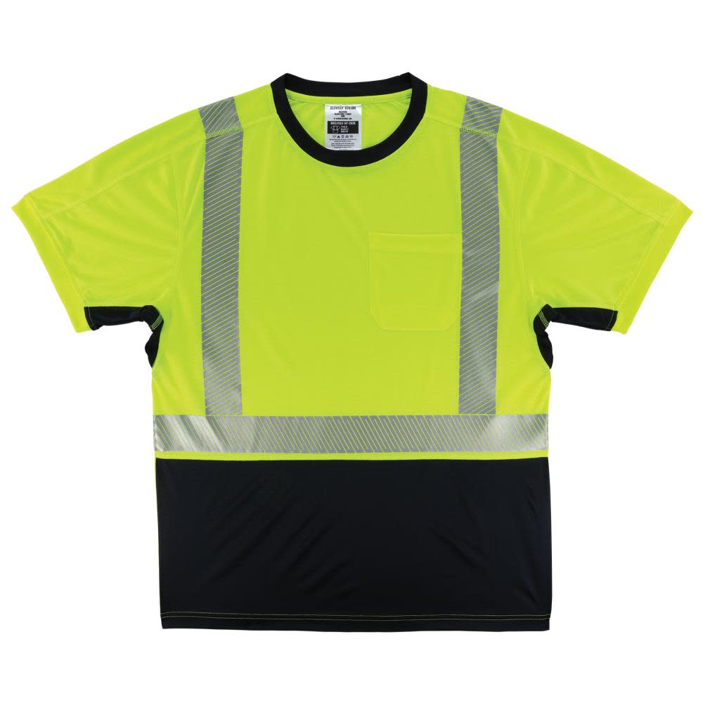 Ergodyne GloWear 8283BK Performance Hi Vis T Shirt Black Bottom Lime 5X - Mycitystee