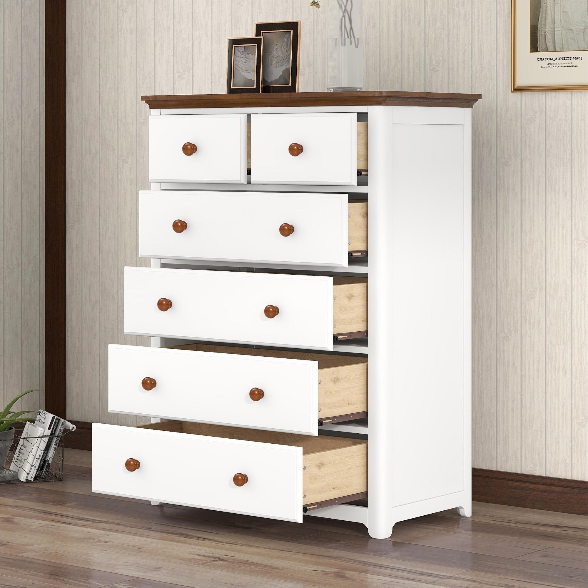Rustic Wooden Chest with 6 Drawers - - 37667505 - Mycitystee