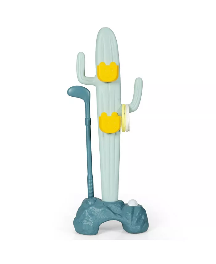 Costway 3-in-1 Sports Activity Center w Golf Ring-Toss Cactus Toy Stand - Mycitystee