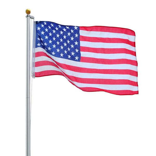 20 ft Aluminum Sectional Flagpole Kit with American FlagSilver - Mycitystee