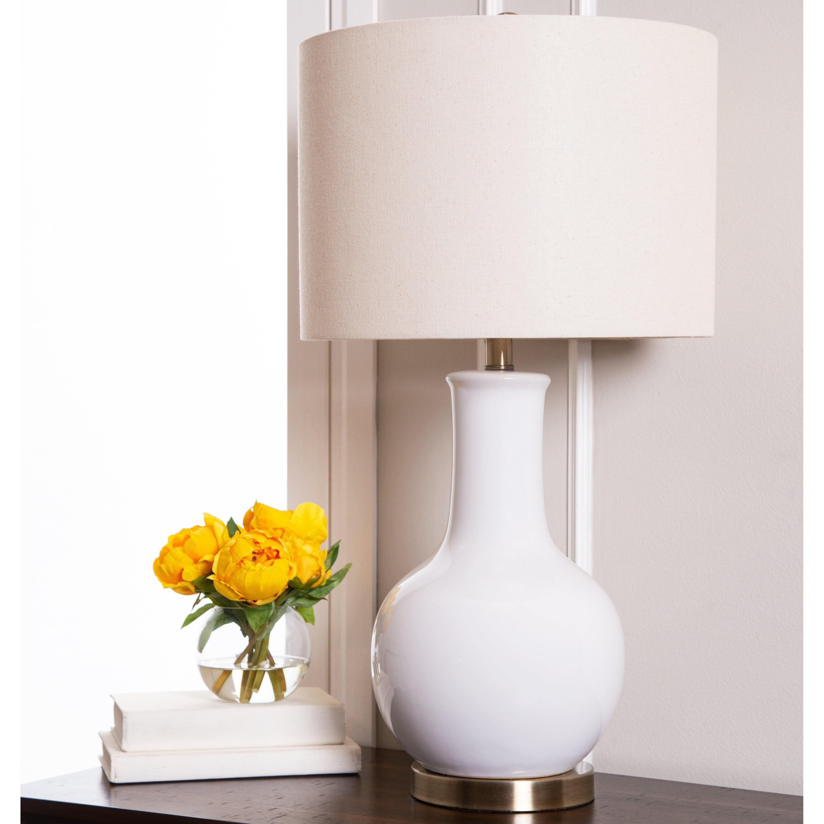 Abbyson Gourd White Ceramic 29-Inch Table Lamp - Mycitystee