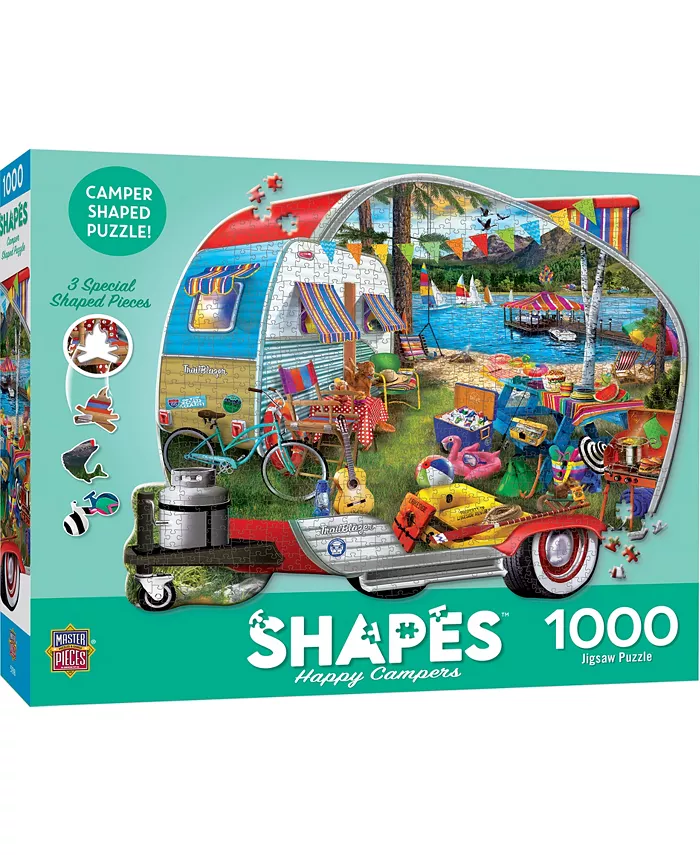 MasterPieces Puzzles Contours Shaped - Happy Campers 1000 Piece Jigsaw Puzzle - Mycitystee