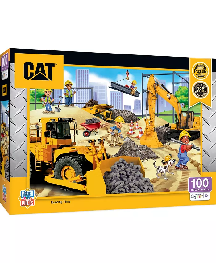 MasterPieces Puzzles CAT - Building Time 100 Piece Jigsaw Puzzle for Kids - Mycitystee